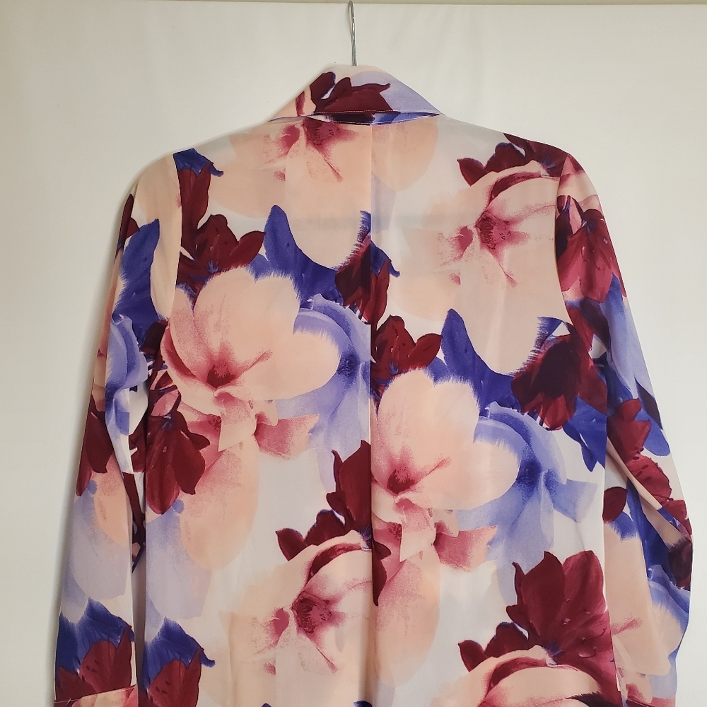 G.I.L.I. Size XXS Petite open front feminine floral maxi kimono duster - Picture 6 of 12